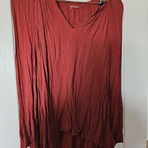 Knox Rose Deep Red V-Neck Blouse